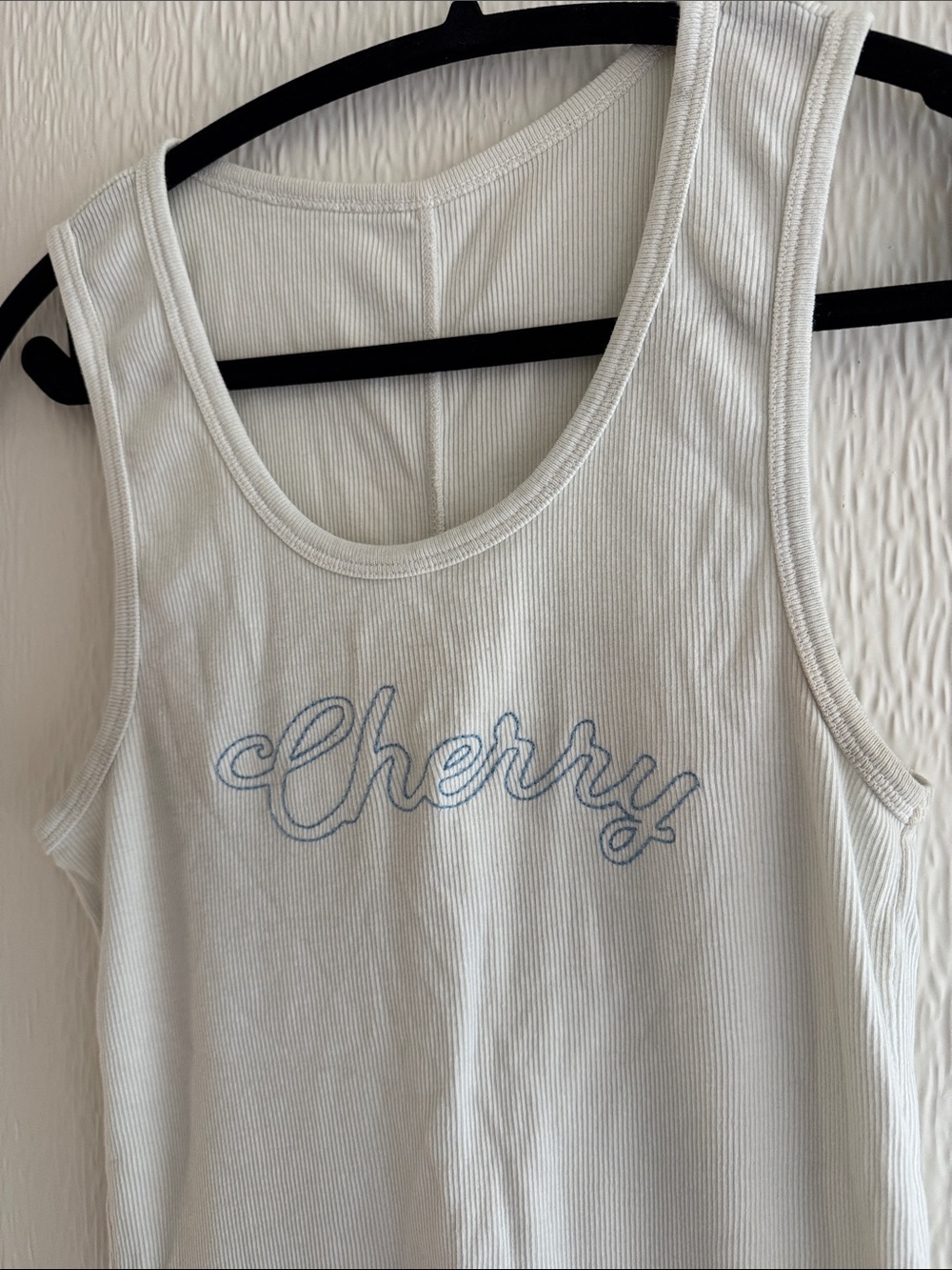 Cherry Embroidered Ribbed Tank Top - Picture 2 of 5